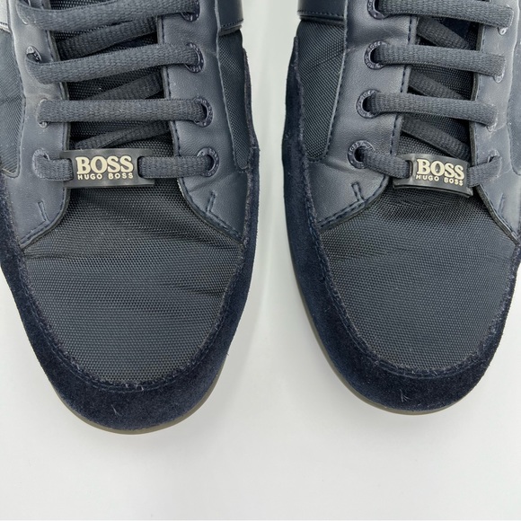 HUGO BOSS MIXED-MATERIAL TRAINERS WITH SUEDE AND FAUX LEATHER SNEAKERS - Picture 9 of 12